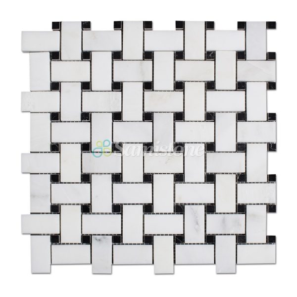 Samistone-Statuary-White-Marble-Basketweave-Mosaic