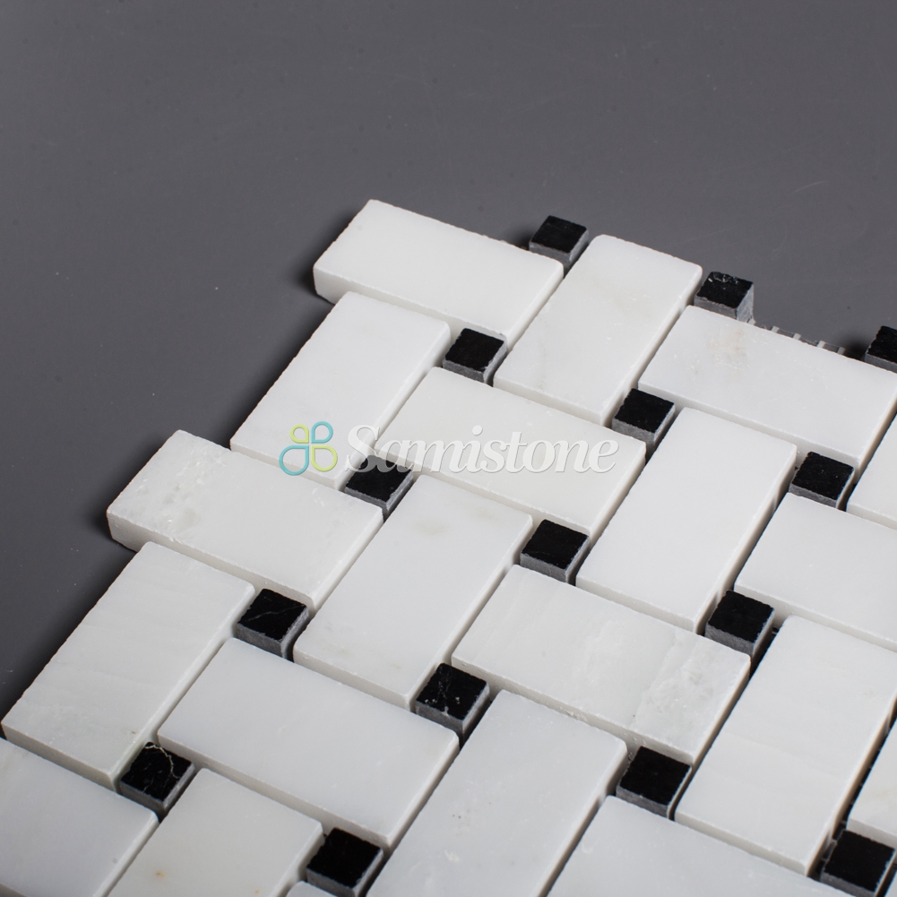 Samistone-Statuary-White-Marble-Basketweave-Mosaic