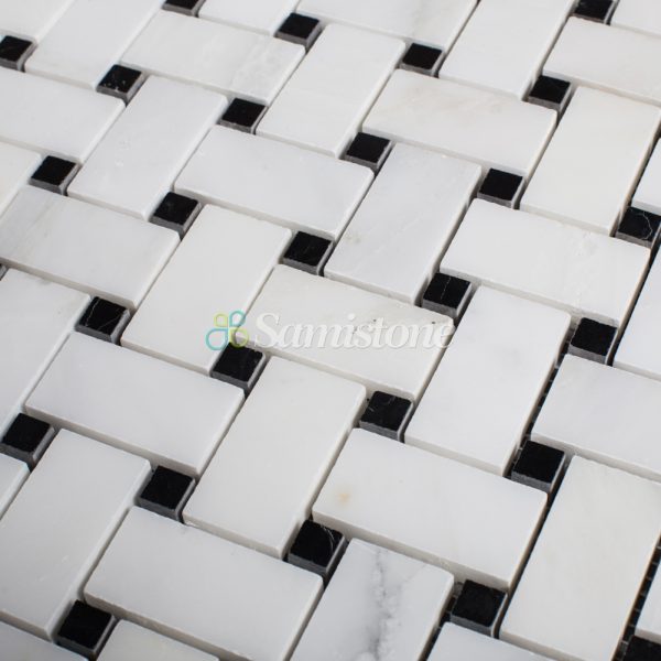 Samistone-Statuary-White-Marble-Basketweave-Mosaic