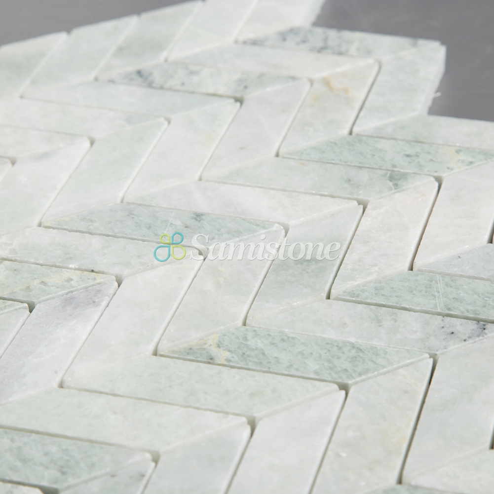 Samistone-Ming-Green-Marble-Chevron-Mosaic-3 Samistone-Ming-Green-Marble-Chevron-Mosaic