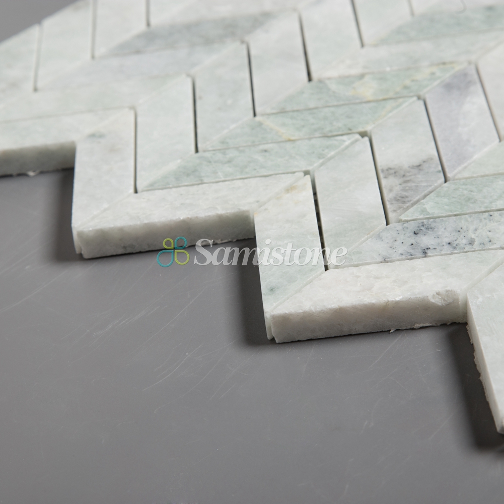 Samistone-Ming-Green-Marble-Chevron-Mosaic-4 Samistone-Ming-Green-Marble-Chevron-Mosaic