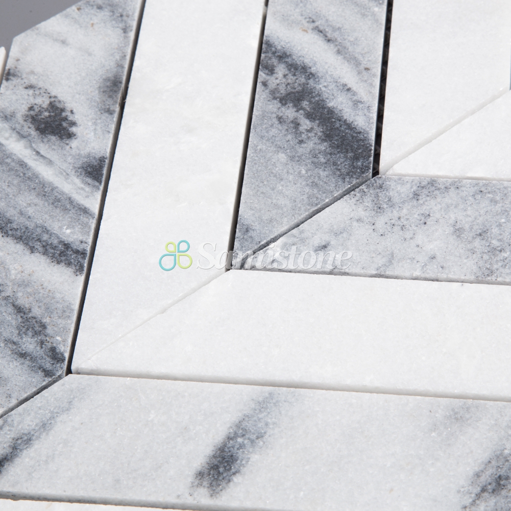 Samistone-White-and-Grey-Marble-Chevron-Mosaic-2 Samistone-White-and-Grey-Marble-Chevron-Mosaic