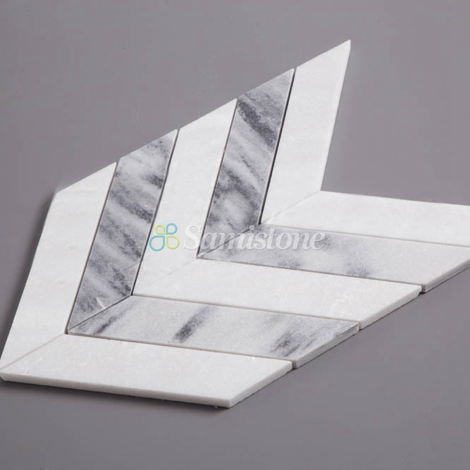 Samistone-White-and-Grey-Marble-Chevron-Mosaic-3 Samistone-White-and-Grey-Marble-Chevron-Mosaic